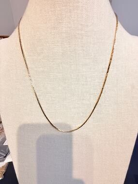 Vintage Gold Tone Diamond Cut Snake Chain Necklace 22”